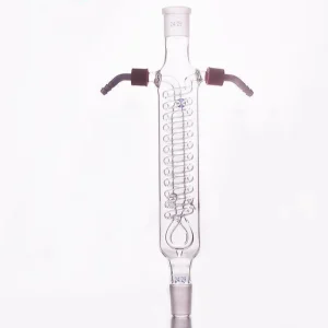 Condensatore Dimroth con giunto e connettori in plastica svitabili, lunghezza da 200 mm a 500 mm.
